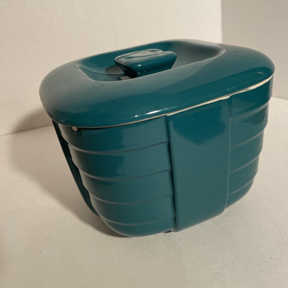 Hall China Co. Hotpoint Refrigerator 6" Square Green Ceramic Covered Dish